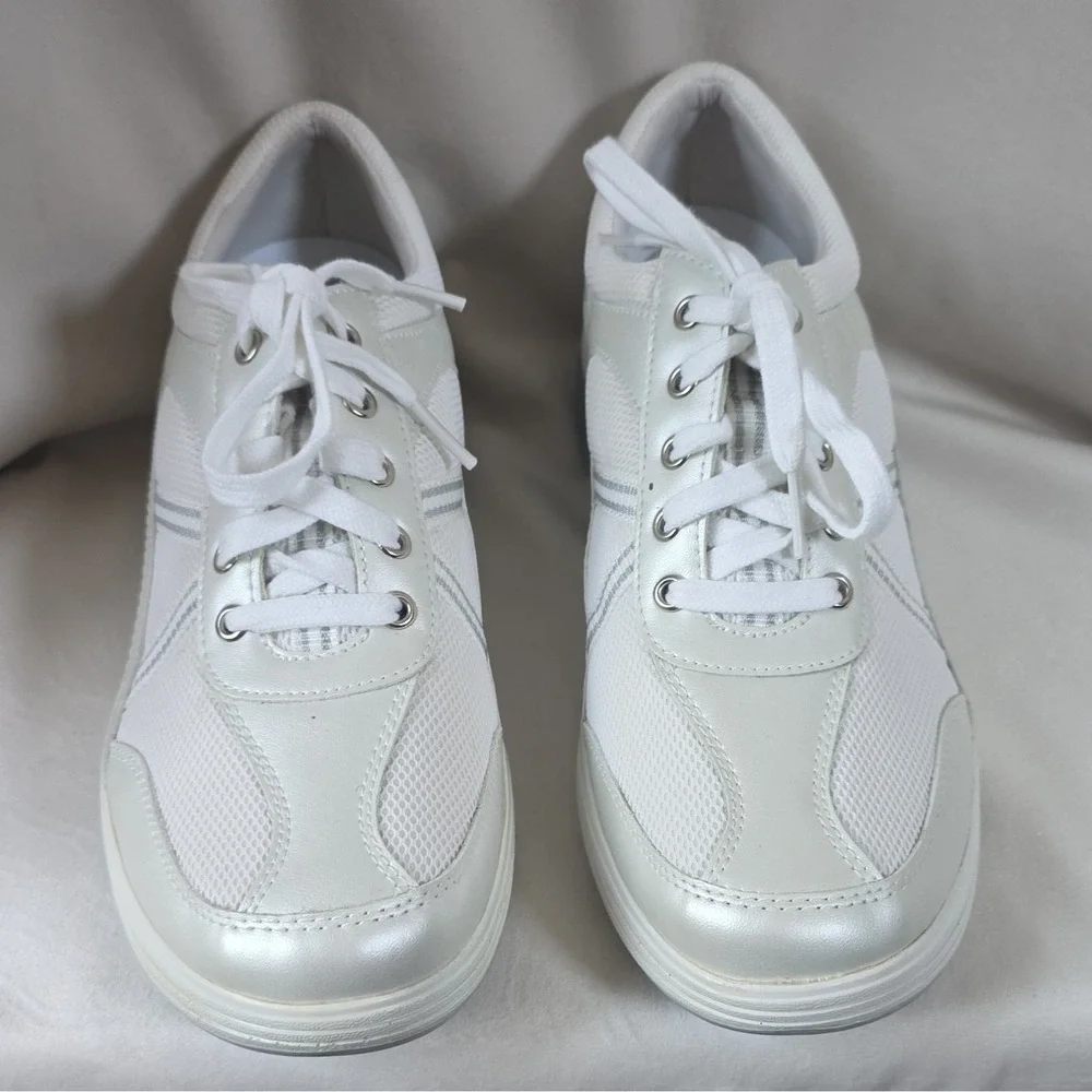 Grasshoppers Get Fit White Lace Up Comfort Walking Sneakers Women's 10 M